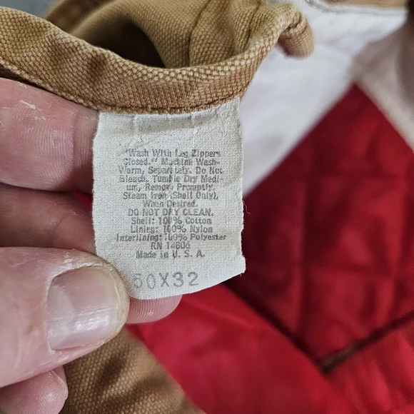 Vintage 1970s Carhartt Bibs Overalls Double Knee Duck Canvas Quilted Liner 50x32